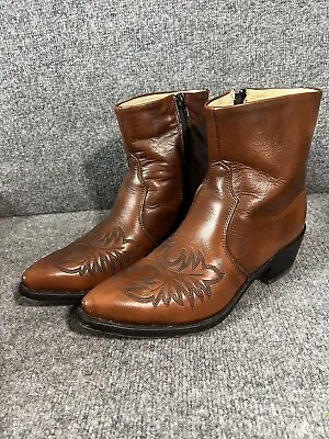 Vintage Durango Men’s Brown Leather Ankle Zip Western Cowboy Boot Size 7 EE • $50