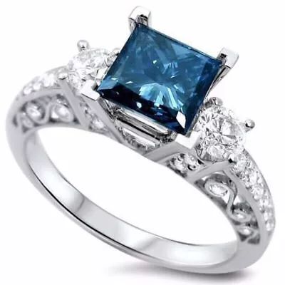 3 Ct Princess Lab-Created Tanzanite Women's Wedding Ring 14K White Gold Plated • £77.28