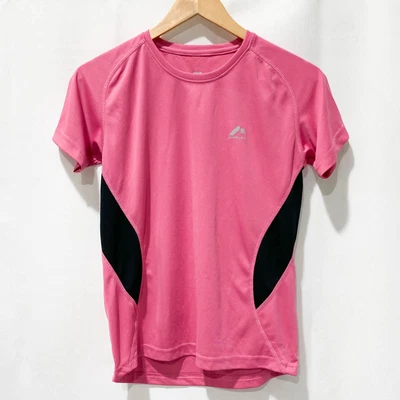 More Mile Pink & Black Gym Sports Running Short Sleeve Top UK 10 • £7.50
