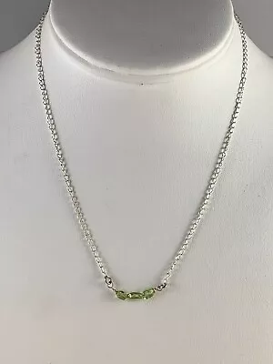 Silver Tone Choker Style Necklace With Light Green Beads (NA24) • $12