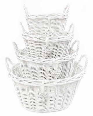 £11.99 • Buy White French Shabby Chic Wicker Easter Egg Hunt Kitchen Crafts Storage Basket