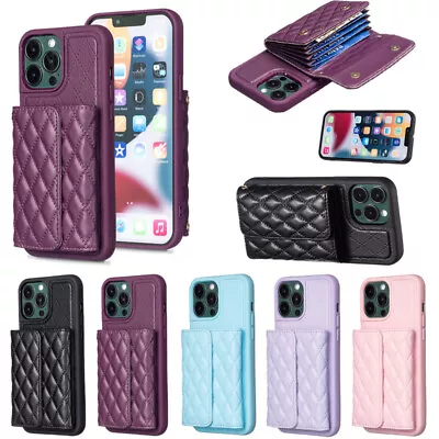 For IPhone 15 14 13 12 Pro Max XR 8 Plus Case Leather Wallet Card Holder Cover • $17.49