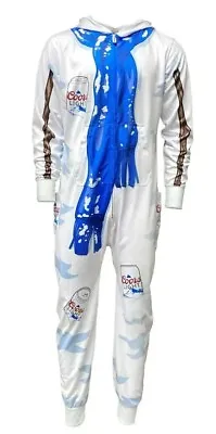 Coors Light Hooded One-piece Pajamas Mens Medium Jumpsuit Made 2 Chill Christmas • $15.99