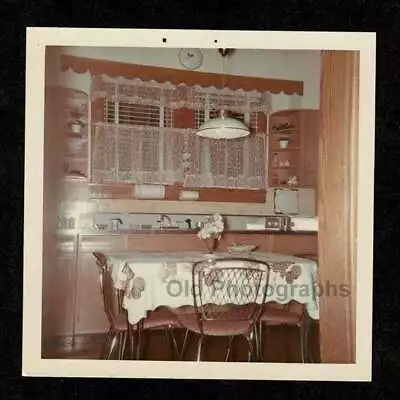 Kitchen Counter Curtains Table Wire Back Chairs Old/vintage Photo Snapshot- H213 • $7.99