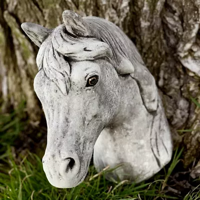 Concrete Horse Bust Stone Horse Head Statue Home Garden Decor Outdoor Cement Art • £40.58