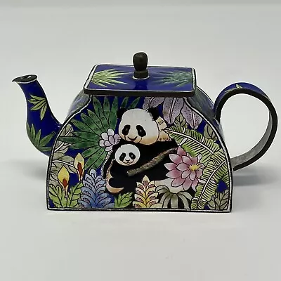 Vintage Kelvin Chen Mom And Baby Panda Miniature Enamel Copper Teapot • $25