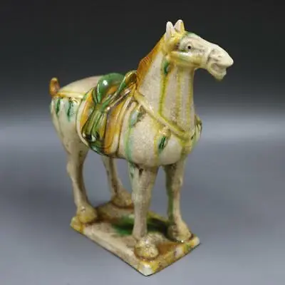 Chinese Tang Dynasty Tri-Color Glazed Pottery War-horse Statue Collection Gift • £42.83