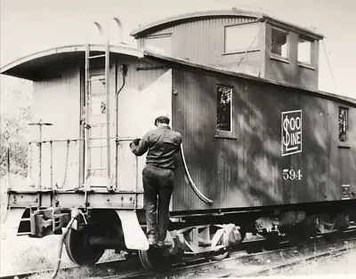 Soo Line Railroad MStP&SSM SOO SLRR #594 Caboose Train B&W Photo North Lake WI • $12.99