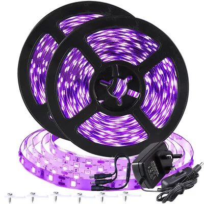 LED UV Light Strip Kit 385-400nm 5M 300LEDs /12M 720LEDs Flexible Blacklight • £13.49