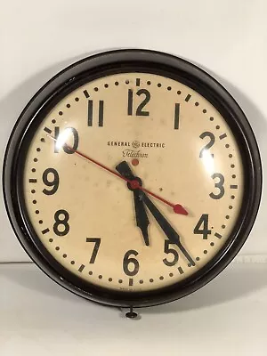 Vintage Bakelite General Electric Telechron Red Dot School Clock 14.5“ Made USA • $124.99