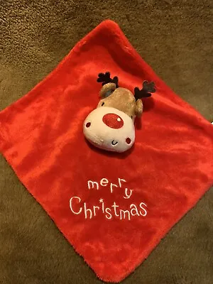 Tesco F&F Red Nose Reindeer Merry Christmas Soft Comforter Red Blankie • £10