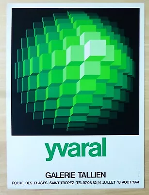 Serigraphy Yvaral (Jean-Pierre Vasarely) Gallery Tallien (1974) Op-Art • $255.65