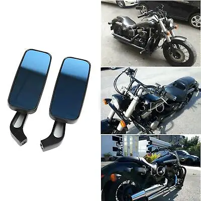 Black Rectangle Motorcycle Side Mirrors For Yamaha V Star 1300 1100 950 650 250 • $39.91