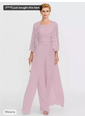 Mother Of The Bride 3-Piece Lace Pant Suit Wisteria Color Size 14 NEW! • $45
