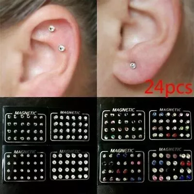 12 Pair Magnetic Ear Studs Earrings For Women Fake Piercing Fake Nose Ring US • $2.75