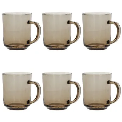 Glass Mugs Smoke Mug Brown Coffee Mugs Tea Cups Latte Hot Drink Glasses 225ml • £12.99