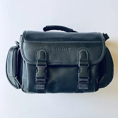 $24.95 • Buy Vintage 1990s Large Sony Black Video Camera Bag, Faux Leather Includes Strap