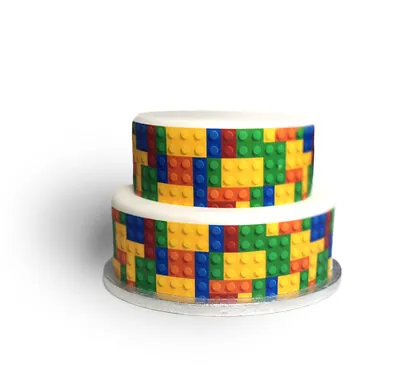 A4 Edible Decor Icing Sheet Colourful Block Brick Ribbon Border For Larger Cakes • £3.49