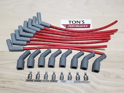 $115.99 • Buy 16  MSD 8.5mm LSX LS1 Unassembled 45 Degree Spark Plug Boots Wires RED Gray Boot