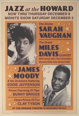 Miles Davis Sarah Vaughn Concert Reproduction 8.50  X 11 Poster Free Top Loader  • $12.95