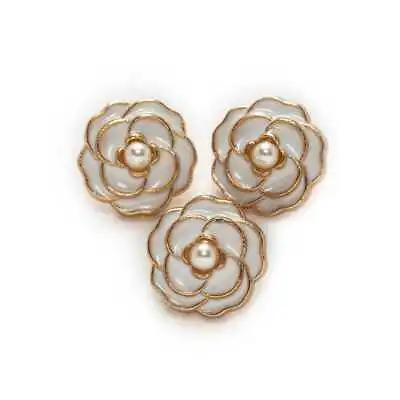 5pcs Retro Camellia Round Metal Button For Clothing Repair Sewing Handmade Decor • $4.29