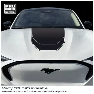 Ford Mustang MACH-E 2021-2024 Hood Stripe Decal Outlined Style (Choose Color) • $94.42