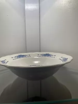 MAYHILL Federalist Ironstone Serving Bowl 9 1/4  Round Blue Floral Scalloped  • $15