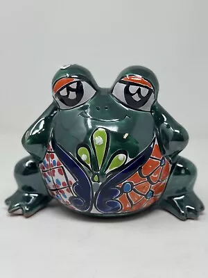 Mexican Talavera Happy Frog Planter Animal Pot Folk Art Pottery 10  • $32