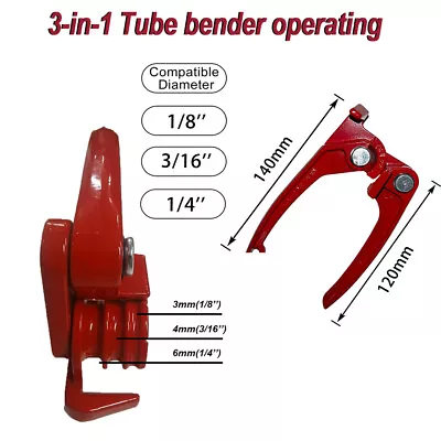 Pipe Tube Bender 1/8 3/16 1/4   3-in-1 Manual Tube Bending Tool For Most Metals • $16.25