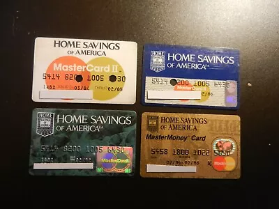 Lot Of Four (4) All Different *home Savings Master Cards*  Expired Credit Cards. • $21.99