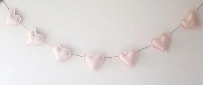 Laura Ashley Bacall Blush Pink Fabric Hearts Garland/ Bunting • £12.95