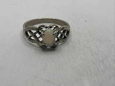 Vintage Opal Stone 925 Sterling Silver Handmade Ring Size 7 • $24.79