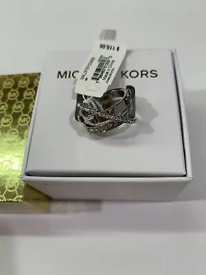 Michael Kors Criss-Cross Silver Tone Stainless Steel Ring Size 6-6 1/2 • $69.98