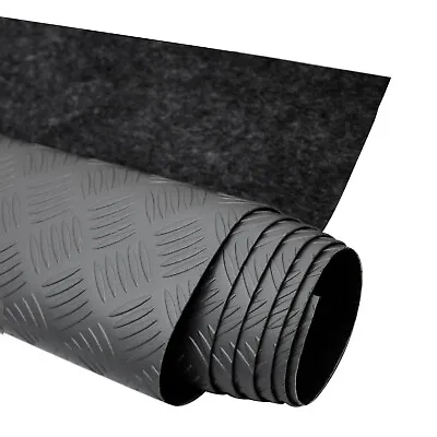 Rubber Truck Bed Liner Trunk Mat Floor Liner Alu. Look Chequered Black 118 X79  • $199.90