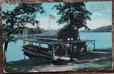 Boat Landing Dock Oakwood Park Kalamazoo Michigan Kalamazoo County MI Postcard  • $4.99