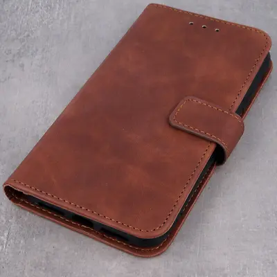 Smart Velvet Magnetic Card Slot Folio Wallet Case For IPhone 14 Pro Brown • £6.99