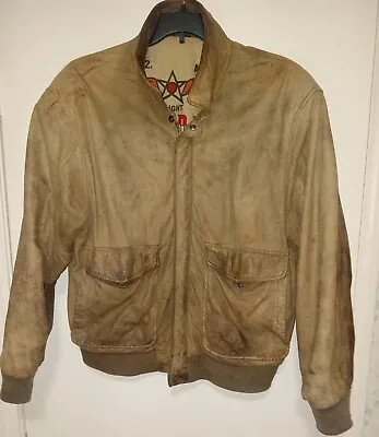 VtG U2 Wear Me Out Leather Jacket Sz 44 WWII Bomber Plane Military *READ AS IS • $34.95
