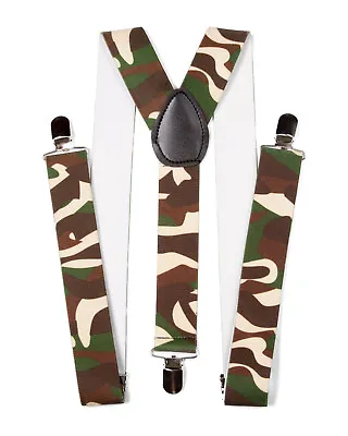 Camo Camoflage Elastic Braces Clip On Suspenders • $9.95