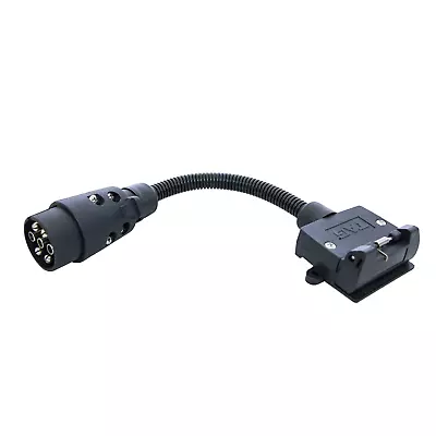 Adaptor 7 Pin Male Round To 7 Pin Flat Flat Long Cord Connector Plug Trailer • $17.99