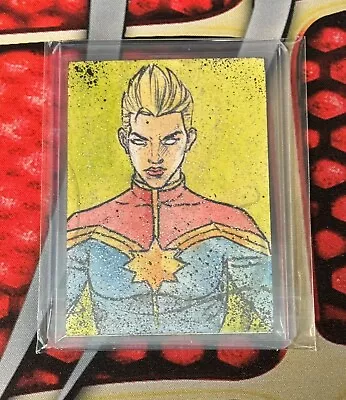 2022 Skybox Marvel Masterpieces Captain Marvel SKETCH By Jeffrey Benitez • $45