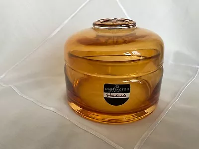 DARTINGTON Glass Clematis Flower Trinket Box Amber (Unboxed) • £34.99