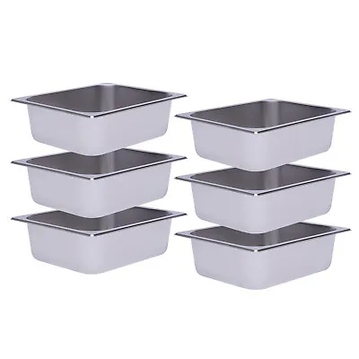 6 Pack 4  Deep 1/2 Size Stainless Steel Steam Table Pans Hotel Food Prep Pan NEW • $48.45