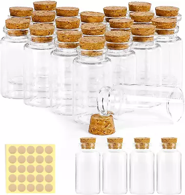 Fuyuleyo 24Pcs Small Glass Bottles With Cork 25ml Mini Glass Bottles With Small • £14.12