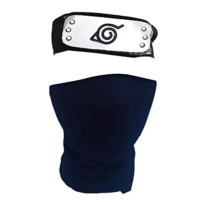 Anime Naruto Leaf Village Headband & Mask Hatake Kakashi Ninja Cosplay Prop • £8.99