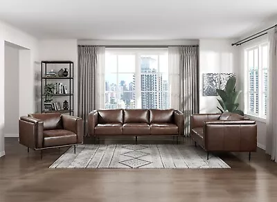 Luxurious Design Leather Sofa 3pc Set Sofa Loveseat Chair Brown Modern Office • $2749