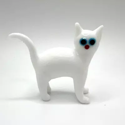 New Colors!! Murano Glass Handcrafted Unique Lovely White As Snow Cat Figurine • $23.50