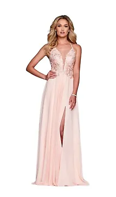 Faviana Prom Dress Gown Party Dress Pink Peach Blush Size 4 • $115