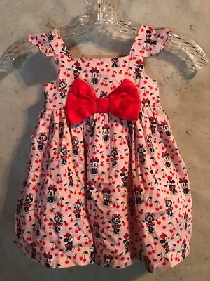 Minnie Mouse Dress By Disney Baby Pink Bow Cherries 12-18 Months • $18