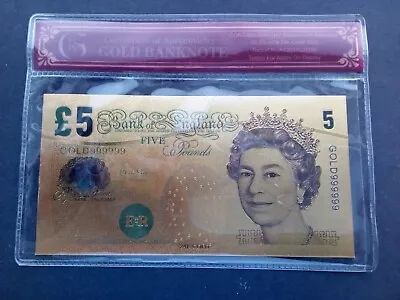 £2.95 • Buy £5 Five Pound 24K Gold Leaf Collectable Note & COA Sleeve Certificate. UK SELLER