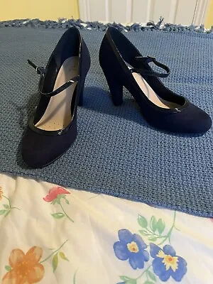 £6.50 • Buy Ladies Blue Mary Jane  Heel Shoes Size 5 Matalan-excellent Condition